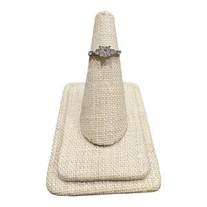 Silver-Tone CZ Three-Stone Engagement Style Ring Size 6 Sparkly J21